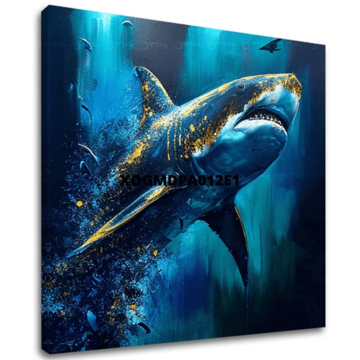 Dekorativna slika na platnu - PREMIUM ART - Shark Force in Dark Water - slika 2