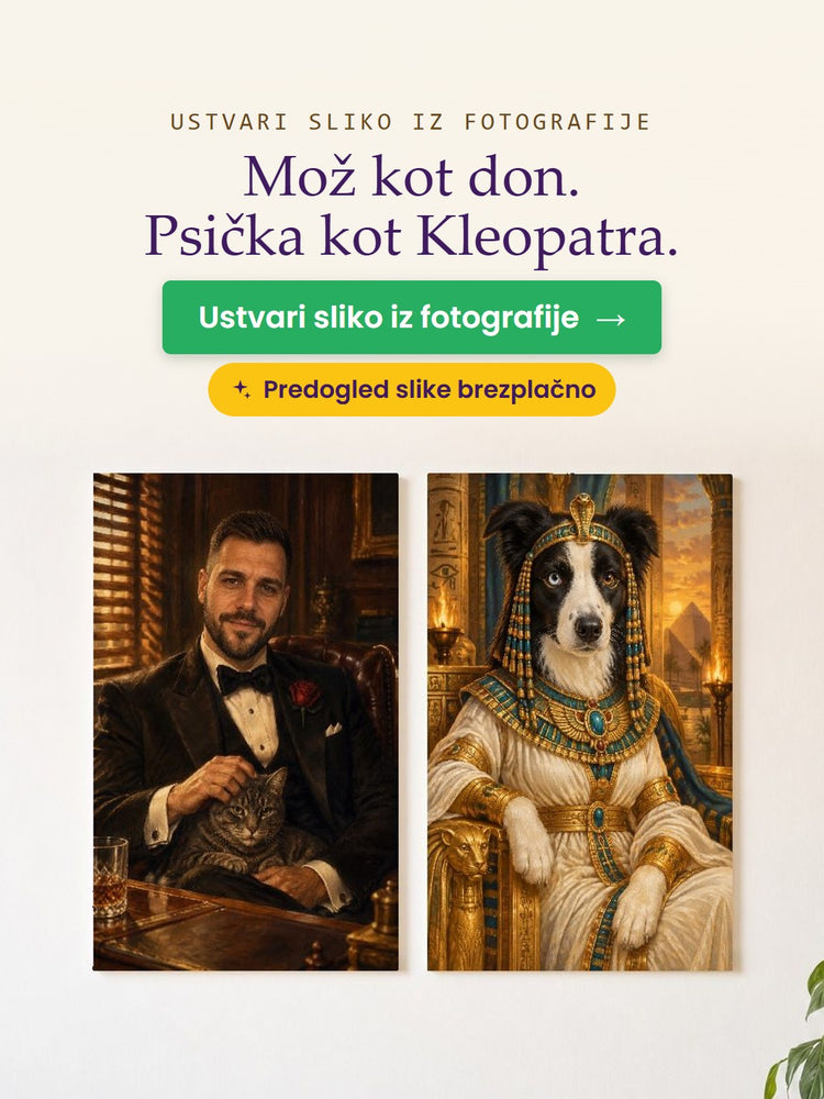 Ustvari sliko iz fotografije – Mož kot don. Psička kot Kleopatra. – Papilora