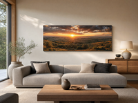 Panoramska foto slika v sodobnem interjerju nad kavčem – personalizirana stenska slika iz vaše fotografije