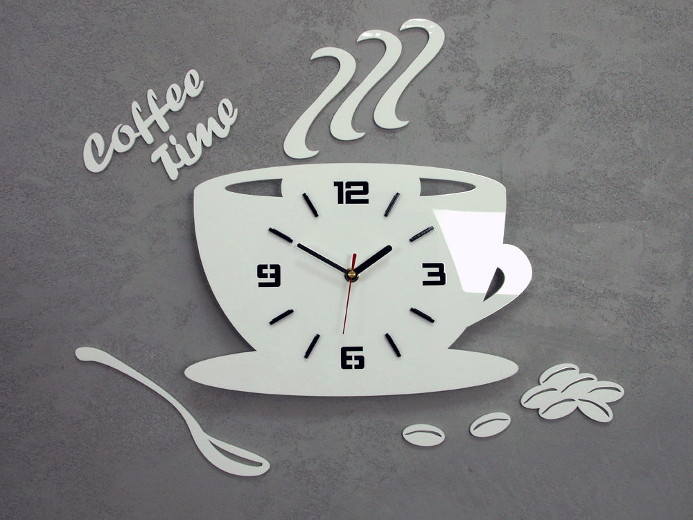 Moderne stenske ure COFFE TIME 3D WHITE - slika 3