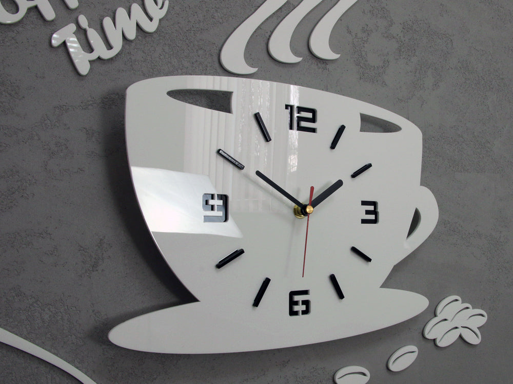 Moderne stenske ure COFFE TIME 3D WHITE - slika 4