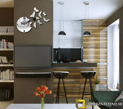 Moderna stenska ura MIRROR BUTTERFLIES NH025