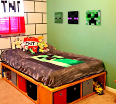 Slikanje Minecraft - Značaji na platnu - Creeper, Enderman, Zombie