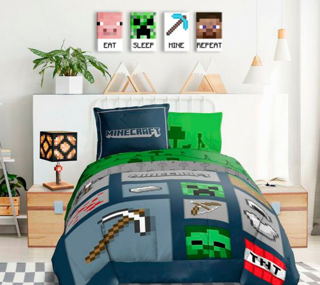 Slikarstvo Minecraft - izbrani znaki na platnu - Jej, spi, rudari, ponavljaj