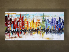 Ročno poslikana stenska slika MESTO