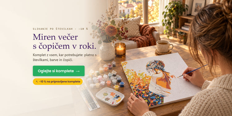 Slikanje po številkah · −10 % – Miren večer s čopičem v roki. – Papilora