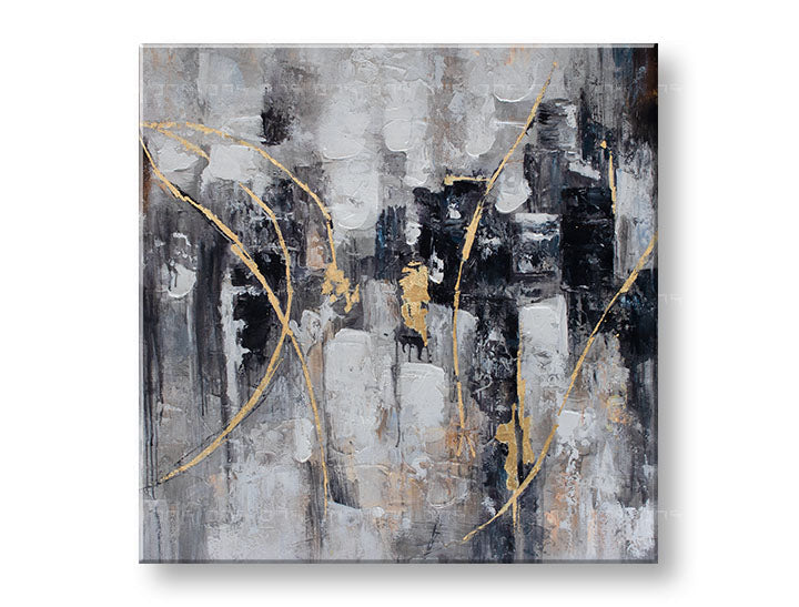 Ročno poslikana slika za steno ABSTRAKT 80x80 cm – 3D perspektiva platna na lesenem okvirju | 100 % original | akril na platnu ARTMIE | Papilora.sk