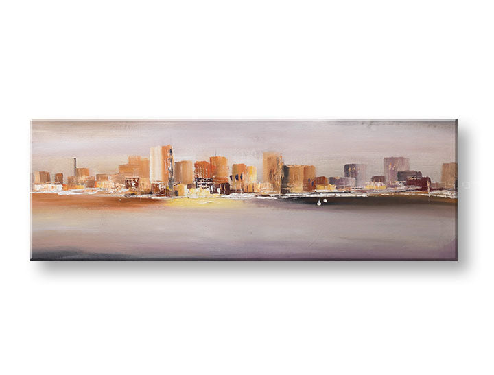 Ročno poslikana slika za steno MESTO 120x40 cm – 3D perspektiva platna na lesenem okvirju | 100 % original | akril na platnu ARTMIE | Papilora.sk