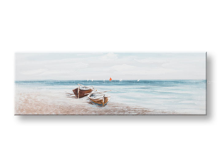 Ročno poslikana slika za steno PLAŽA 120x40 cm – 3D perspektiva platna na lesenem okvirju | 100 % original | akril na platnu ARTMIE | Papilora.sk