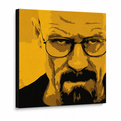 Ročno poslikana slika POP Art Breaking Bad 4 kosi brb – 3D vizualizacija ročno poslikanega platna na belem ozadju. Prevladujoče barve: rumena, črna, rjava.