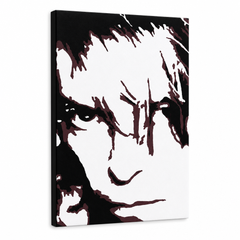 Ročno poslikana slika POP Art David Bowie 1 kos db – 3D vizualizacija ročno poslikanega platna na belem ozadju. Prevladujoče barve: črna, rjava, bela.