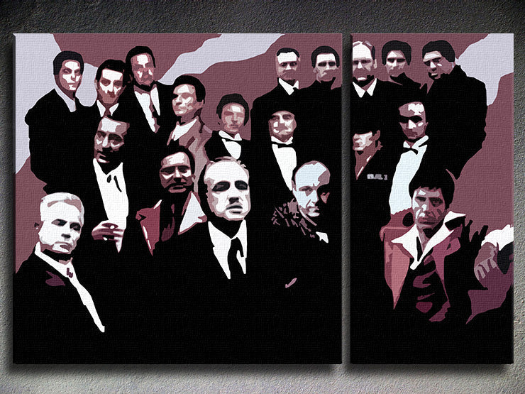 Ročno poslikana slika POP Art Družina MAFIA 2 kosa družine