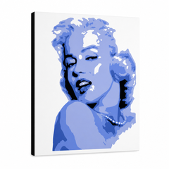 Ročno poslikana slika POP Art Marilyn Monroe 1 kos mon – 3D vizualizacija ročno poslikanega platna na belem ozadju. Prevladujoče barve: modra, bela, črna.