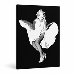 Ročno poslikana slika POP Art Marilyn Monroe 1 kos mon6 – 3D vizualizacija ročno poslikanega platna na belem ozadju. Prevladujoče barve: črna, bela, siva.