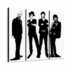 Ročno poslikana slika POP Art Rolling Stones 4 kosi rs – 3D vizualizacija ročno poslikanega platna na belem ozadju. Prevladujoče barve: črna, bela, siva.