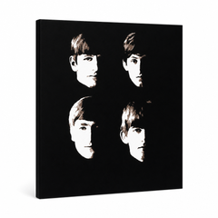Ročno poslikano slikarstvo POP Art BEATLES 1 kos beat9 – 3D vizualizacija ročno poslikanega platna na belem ozadju. Prevladujoče barve: črna, bež, rjava.