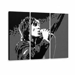 Ročno poslikano slikarstvo POP Art Ian Brown 3 kos ib2 – 3D vizualizacija ročno poslikanega platna na belem ozadju. Prevladujoče barve: črna, bela, siva.