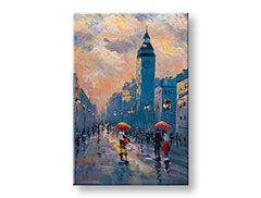 Poslikana stenska slika WALKING THROUGH THE CITY 1 del 60x90 cm CFAZH6206E1