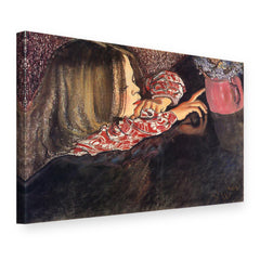 Slika na platnu Deklica z vazo rož – Stanisław Wyspiański, 3D pogled