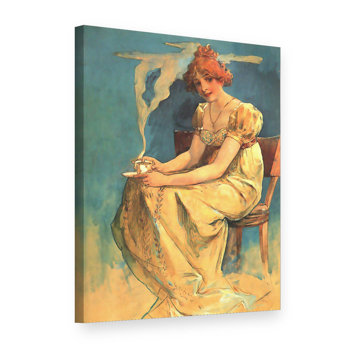 Slika na platnu Kava – Alfons Mucha, 3D pogled