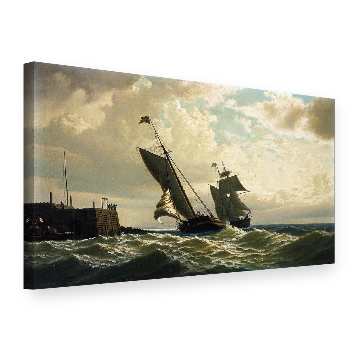 Slika na platnu Ladja pluje v pristanišče – William Bradford, 3D pogled