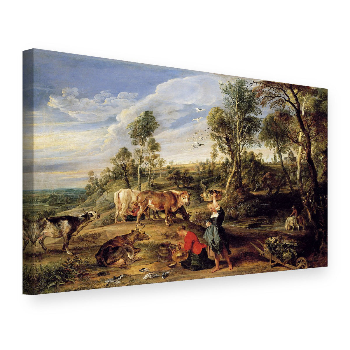 Slika na platnu Molznice z živino v pokrajini – Peter Paul Rubens, 3D pogled