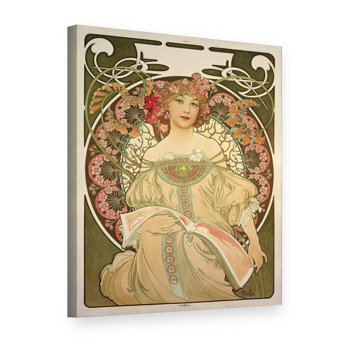 Slika na platnu Sanjarjenje – Alfons Mucha, 3D pogled
