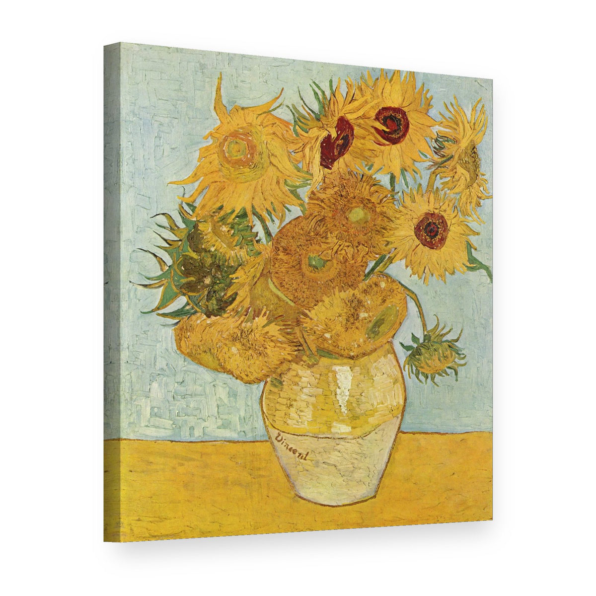 Slika na platnu Vaza z dvanajstimi sončnicami – Vincent van Gogh, 3D pogled