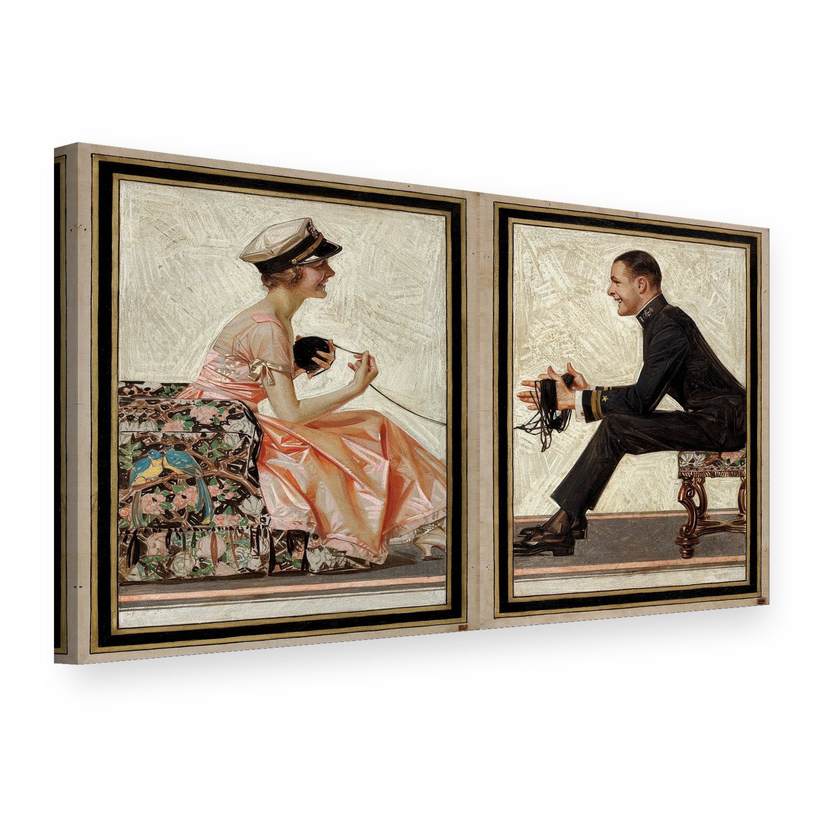 Slika na platnu Zaljubljeni ptički – J. C. Leyendecker, 3D pogled