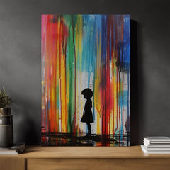 Slika RAINBOW SILHOUETTE na platnu | dokončano z roko umetnika