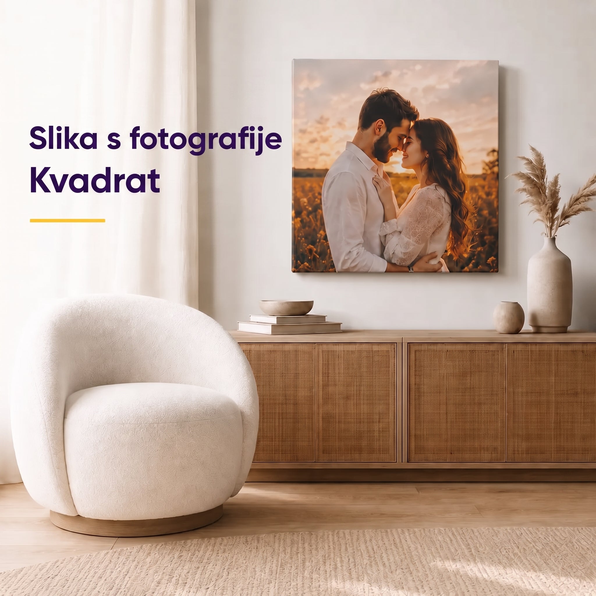 Kvadratna foto slika na platnu – personalizirana stenska slika iz vaše fotografije