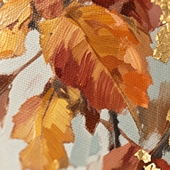 Makro posnetek reliefne teksture in impasto potez čopiča na sliki sinice, prikaz kakovosti ročne izdelave Papilora Crafted for Home.