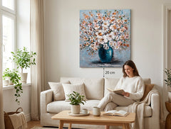 Poslikana slika za steno ROŽE 60x70 cm – ročno poslikana slika v elegantnem interjerju (Golden hour luxe) | wall mockup | premium platno | Papilora.sk