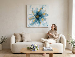 Poslikana slika na steno ROŽE 50x50 cm – ročno poslikana slika v elegantnem interjerju (Scandi cream) | wall mockup | premium canvas | Papilora.sk