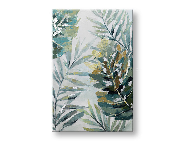 Ročno poslikana slika na steni LISTI 60x90 cm – 3D perspektiva platna na lesenem okvirju | 100 % original | akril na platnu ARTMIE | Papilora.sk