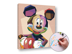 Slika na platnu z motivom pisani mickey miška – 3D prikaz platna z vidnim lesenim okvirjem, Papilora.