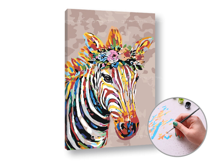 Slikarstvo po številkah ZEBRA S CVETOM | srednja težavnost