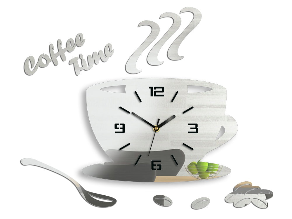 Slika na platnu z motivom ura v obliki skodelice kave – podroben pregled kompozicije, Papilora.