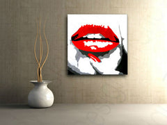 Ročno poslikano POP Art slikarstvo RED LIPS 1 kos mund | različne velikosti
