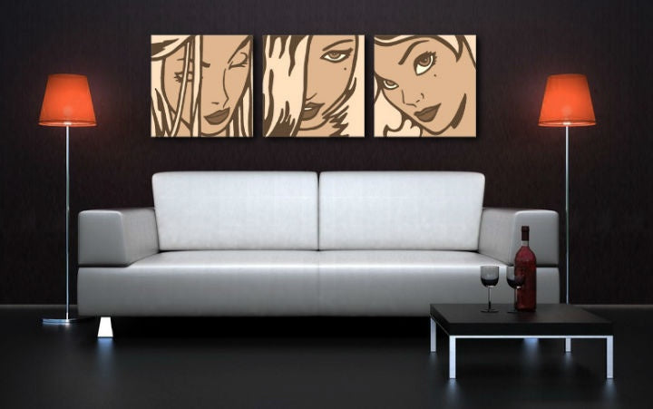 Ročno poslikana slika POP Art LICHTENSTEIN 3 kos li2