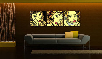 Ročno poslikana slika POP Art LICHTENSTEIN 3 kosi li6 | različne velikosti