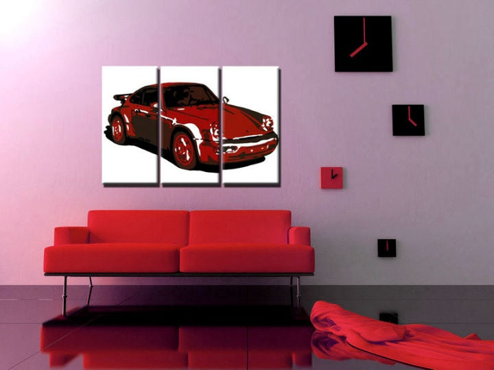 Ročno poslikana slika POP Art PORSCHE 911 3 kosi por2