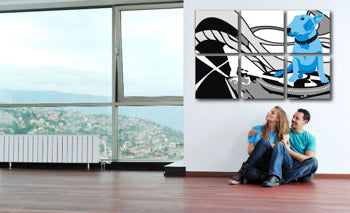 Ročno poslikana slika POP Art Dog and DJ´s 6 kosov dd | različne velikosti