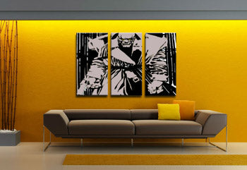 Ročno poslikana slika POP Art Killer z rumenimi očmi 3 kosi kwye | različne velikosti