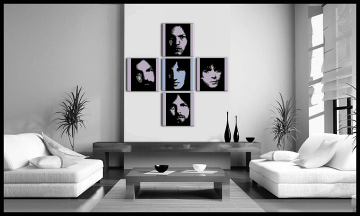 Ročno poslikana slika POP Art Pink Floyd, 4-delni komplet | različne velikosti