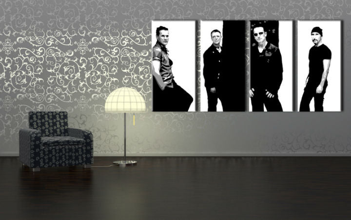 Ročno poslikana slika POP Art U2 v črni barvi | različne velikosti
