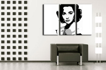 Ročno poslikana slika POP Art Elizabhet Taylor 3 kos et | različne velikosti