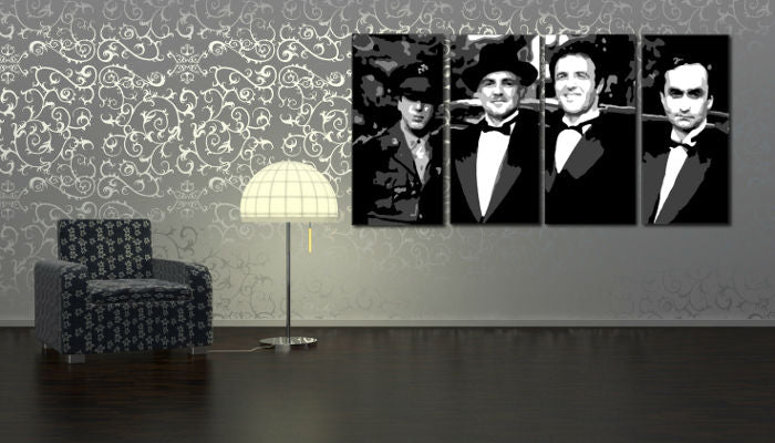 Ročno poslikana slika POP Art Družina Corleone 4 kosi