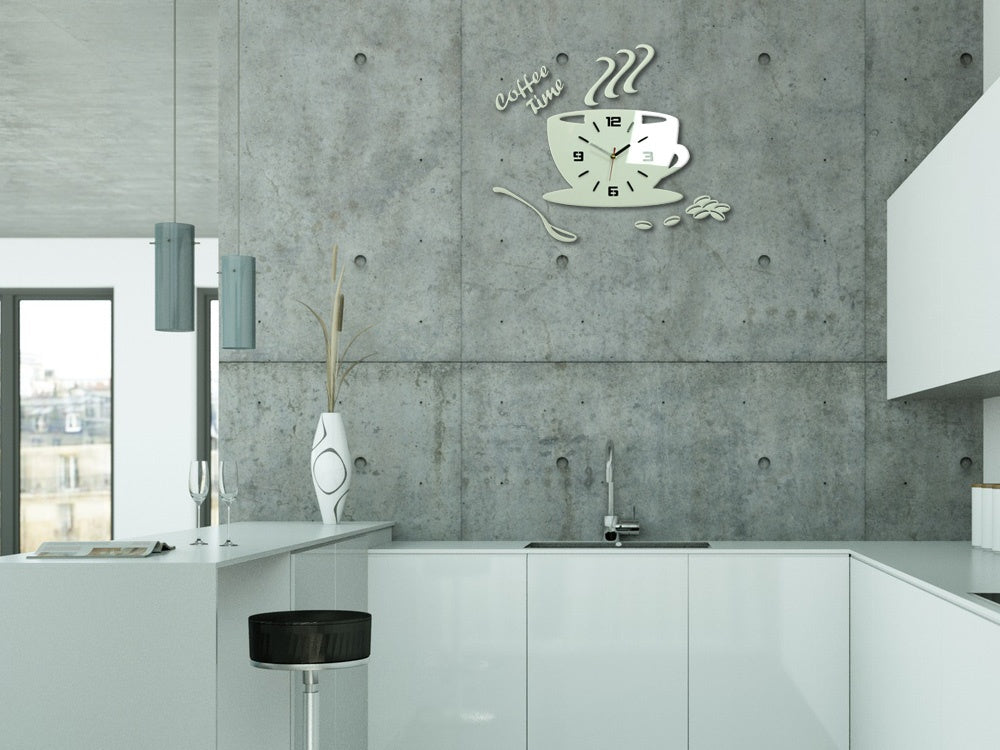 Moderne stenske ure COFFE TIME 3D WHITE - slika 2