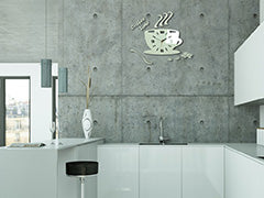 Moderne stenske ure COFFE TIME 3D WHITE NH045-white